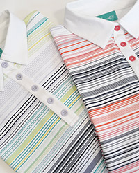 Multistripe polo shirt stack
